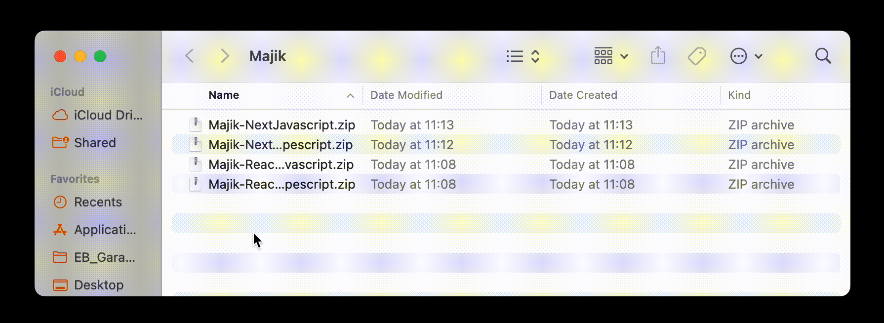 The folder structure