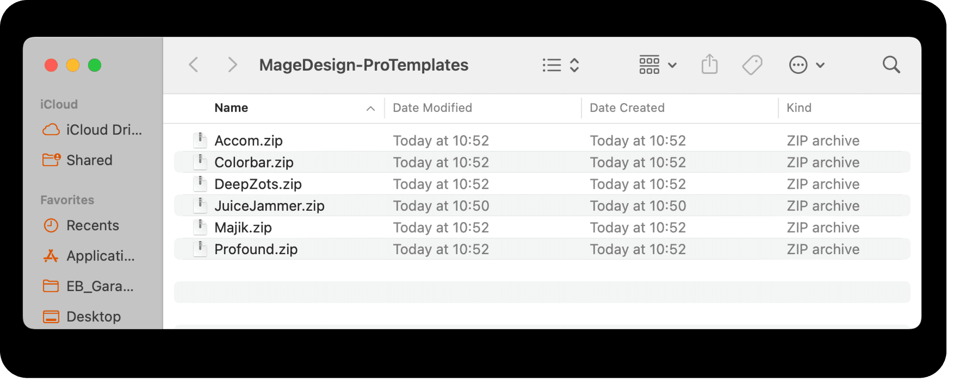 The folder structure